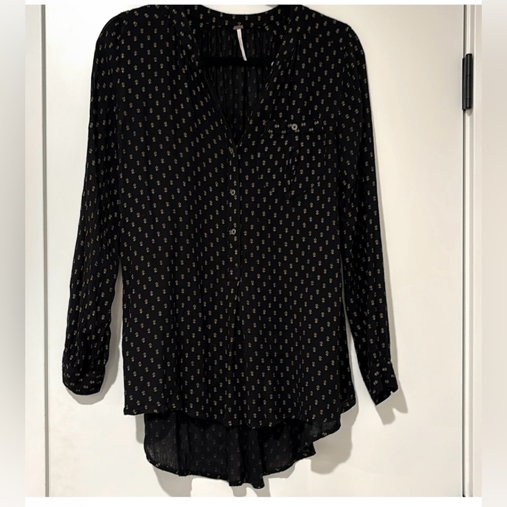 OVERSIZED FREE people women’s blouse design black hi-low